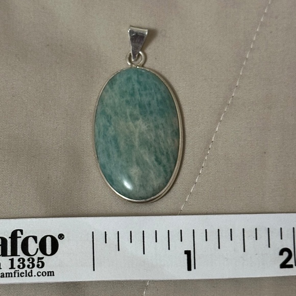 925 Sterling Silver Plated Larimar Pendant Large Oval Genuine Stone NWOT - Picture 11 of 12